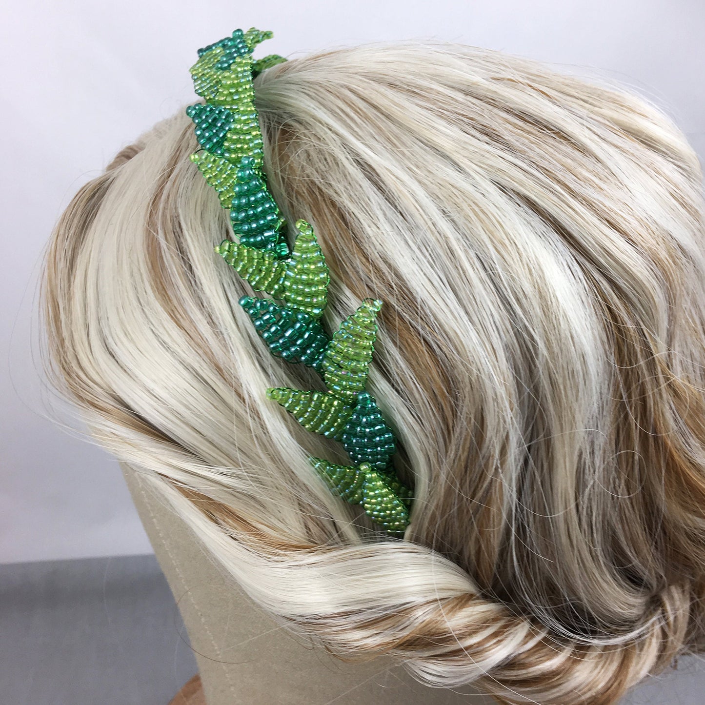 Green Vine Beaded Headband Hair Accessory