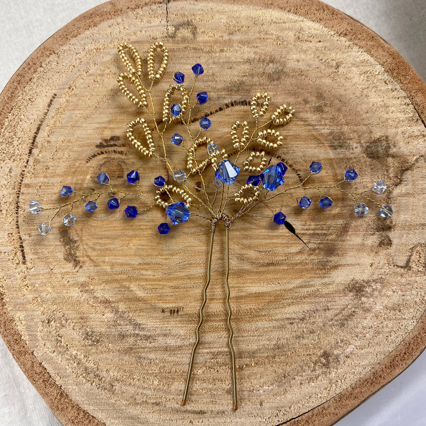 Gold, Blue & Purple Beaded Hair Pin Accessories