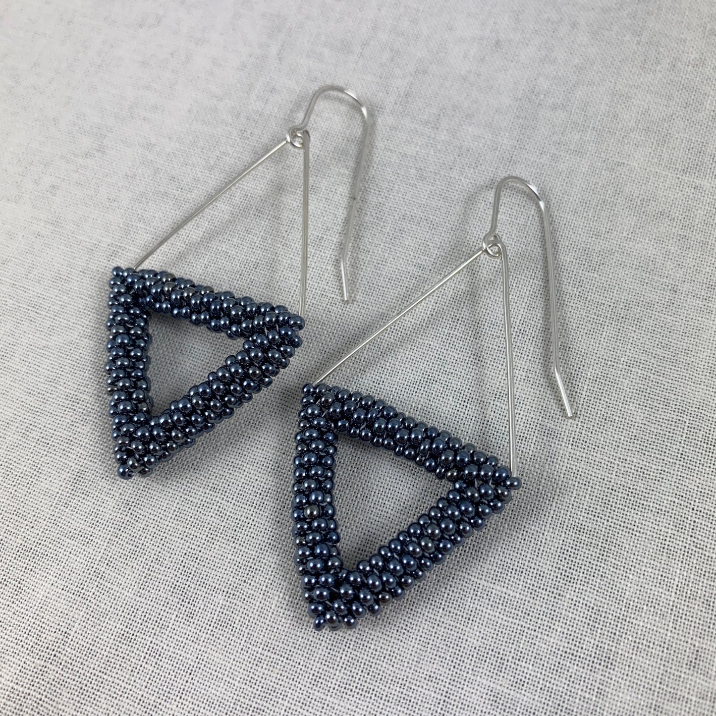 Silver Triangle Dangle Earrings