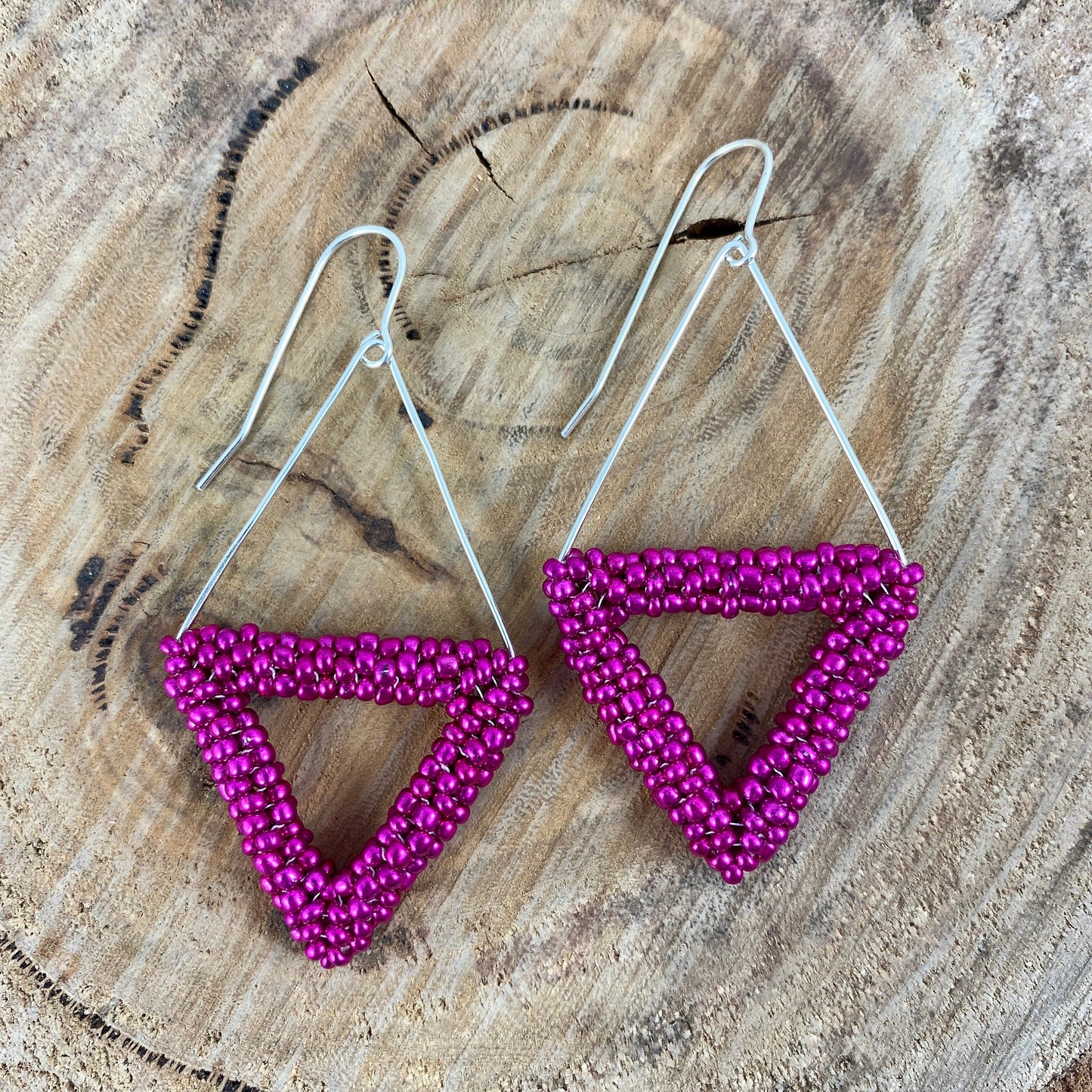 Pink Triangle Dangle Earrings