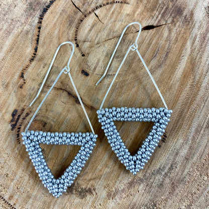 Silver Triangle Dangle Earrings