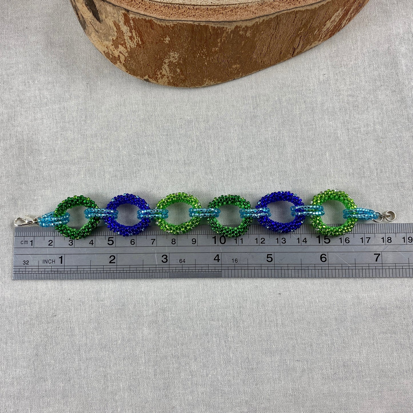 Blue and Green Beaded Circle Bracelet