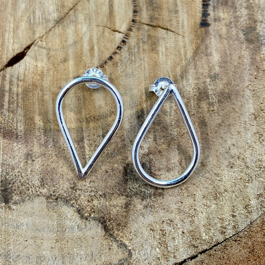 Silver Teardrop Stud Earrings