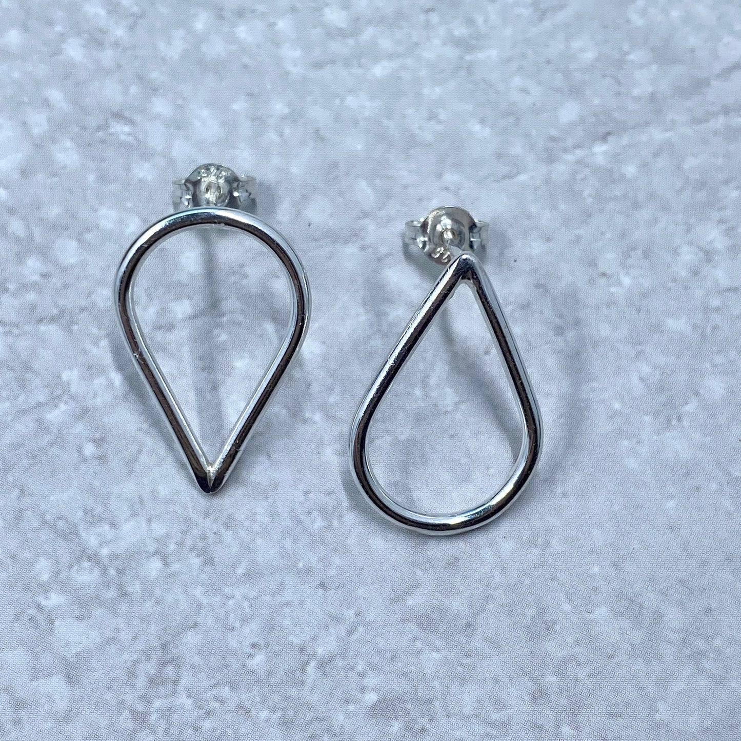 Silver Teardrop Stud Earrings