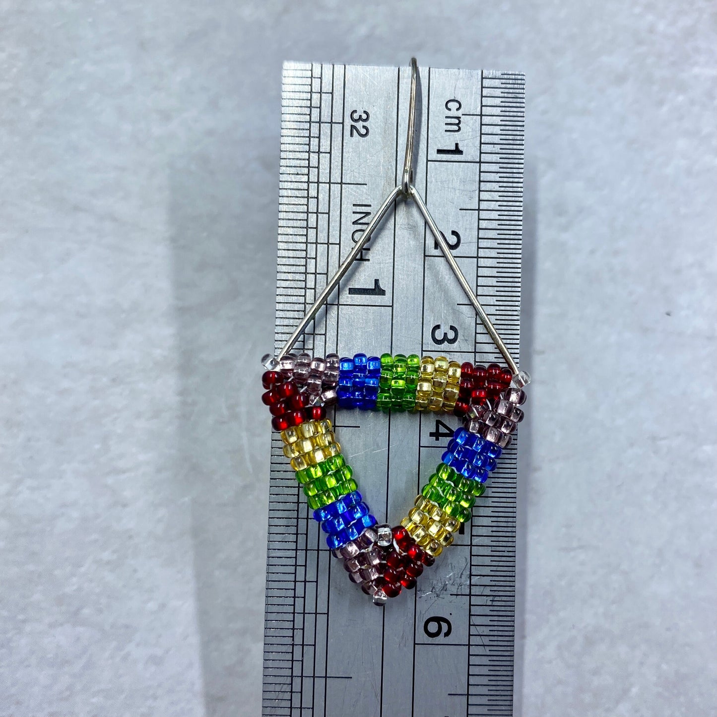 Rainbow Beaded Triangle Dangle Earrings