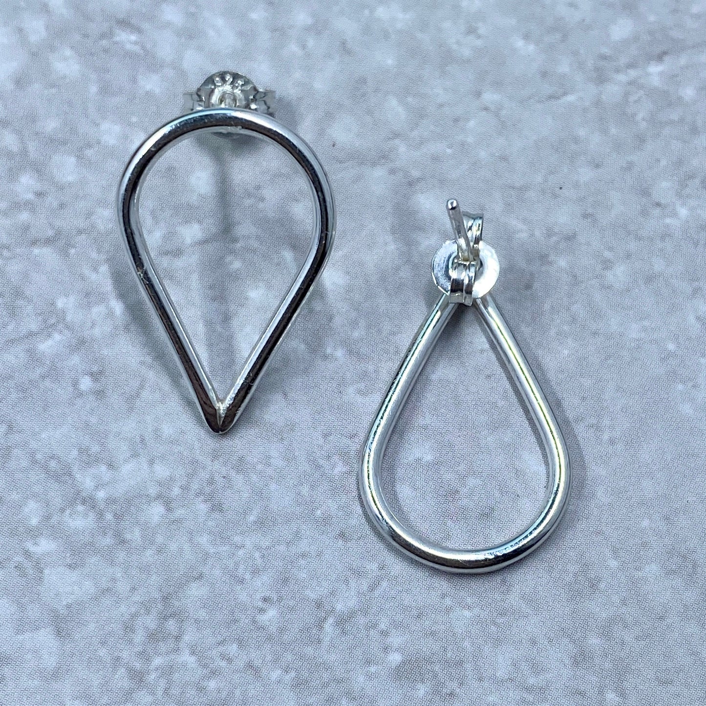 Silver Teardrop Stud Earrings