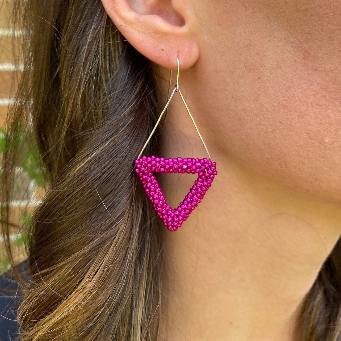 Pink Triangle Dangle Earrings